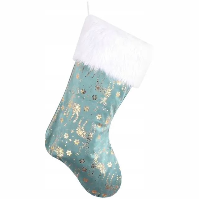 Godan Kerstsok met Gouden Rendieren - IJzig Blauw