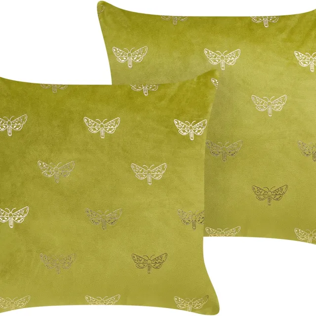 Beliani YUZURI - Sierkussen set van 2 - Lichtgroen - 45 x 45 cm - Fluweel