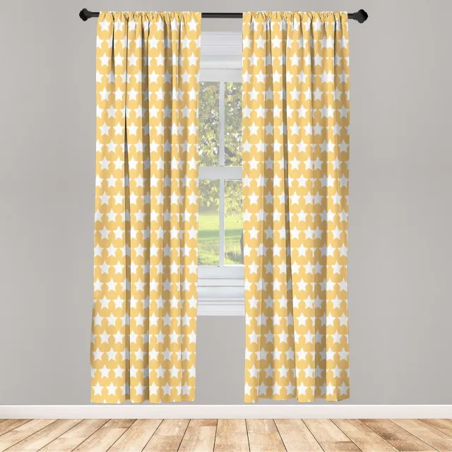 ABAKUHAUS Raamgordijnen – Retro Sterren – 2-panelen 75x175 cm Abrikoos crème Aprikose Creme