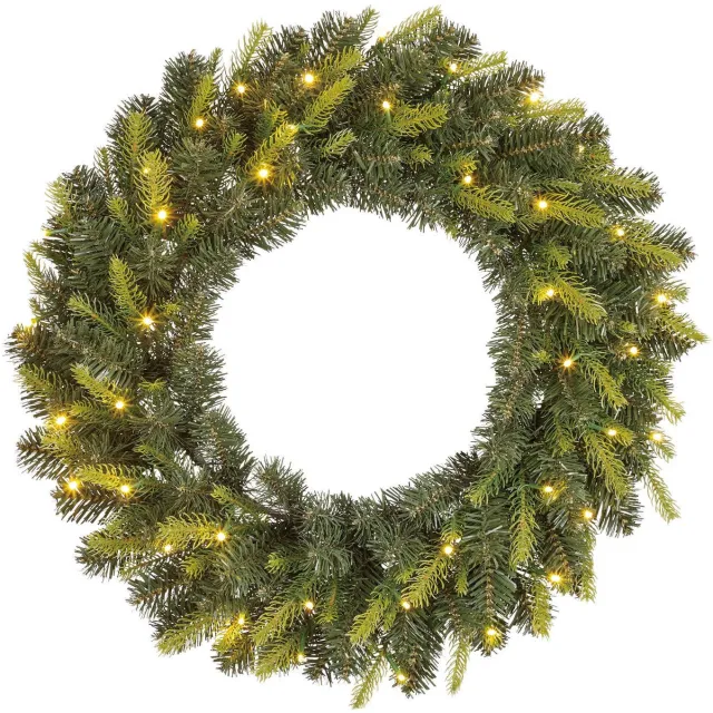Black Box verlichte kerstkrans Grimshaw dual LED (⌀60cm) Groen