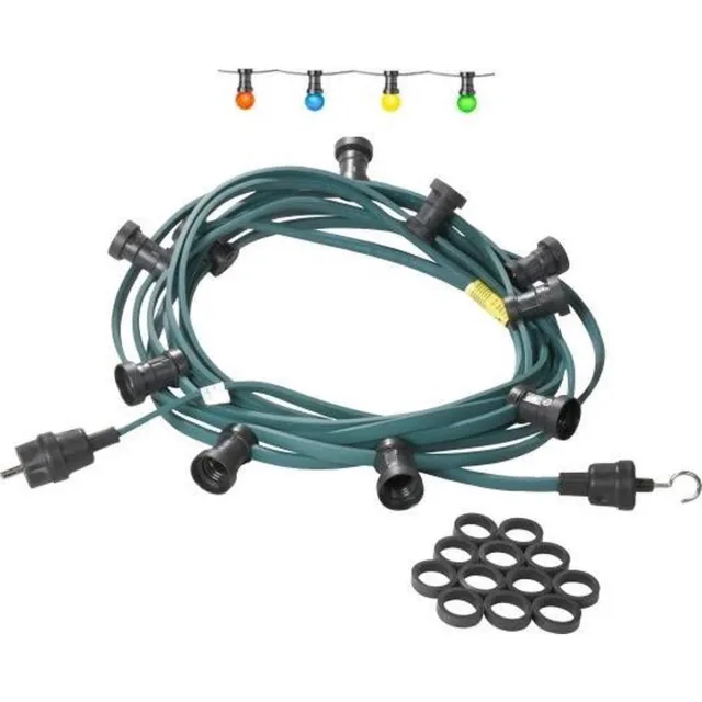 Jäger Direkt Prikkabel feestverlichting | tuinverlichting | lichtsnoer 30 meter - 50 fittingen + 50 gekleurde LED lampen