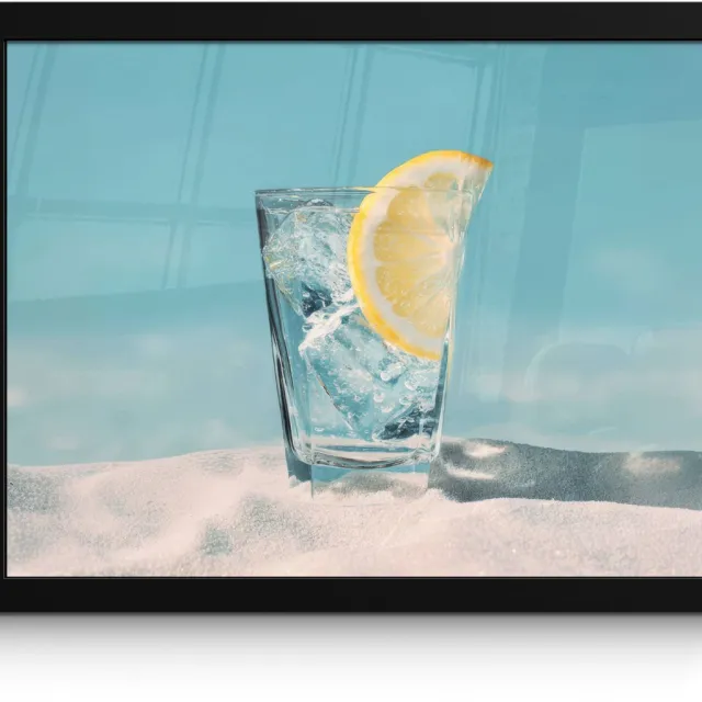 FrameYourWall Poster in lijst - Fotolijst 40x30 cm - Posters - Glas - ijsblokjes - Citroen - Posterlijst zwart - Decoratie - Wanddecoratie woonkamer - Muurdecoratie slaapkamer