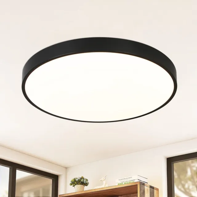 NETTLIFE Plafondlamp LED - 28 cm - Zwart - 4000K Neutraal wit Licht - rond - IP44 Plafondverlichting - 17W - voor Keuken | Badkamer | Gang | Woonkamer | Slaapkamer