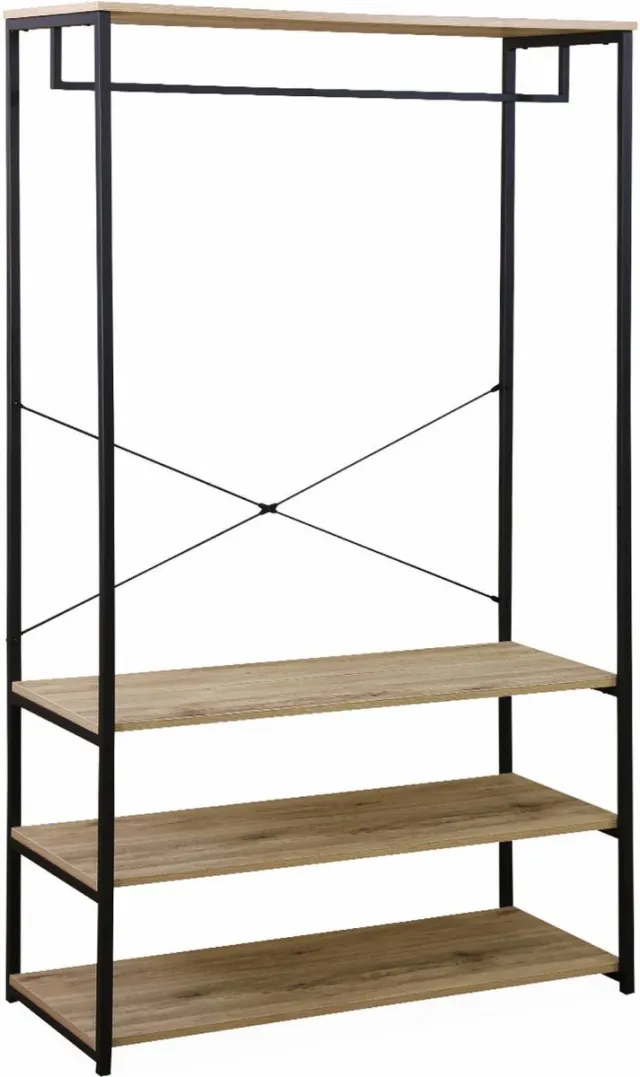 sweeek Open kast metaal hangruimte en planken 100cm, kapstok - loft Naturel