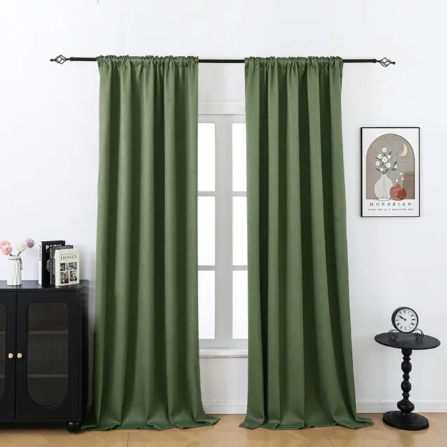 Qelus 2 Panelen Relief Gordijnen voor Woonkamer en Slaapkamer - Eenvoudige Montage - Functionele Ophanging voor Raamdecoratie - Luxe Woningtextiel voor Woonkamer & Slaapkamer, B 132 x H 214cm (Donkergroen)