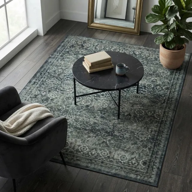 Moonay Vintage Vloerkleed Atlas Oosters 160x230 cm - Wasbaar Antislip Groen