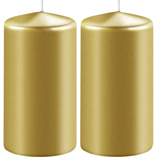 Enlightening Candles 2x Metallic gouden cilinderkaarsen/stompkaarsen 6 x 10 cm 36 branduren - Geurloze kaarsen metallic goud - Woondecoraties Goudkleurig