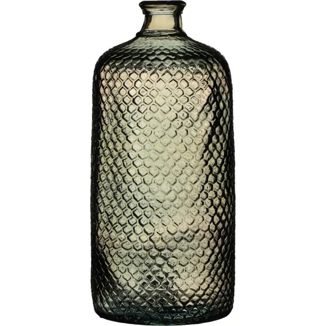 Natural Living Bloemenvaas Scubs Bottle - brons/bruin geschubt transparant - glas - 18 x 42 cm - Fles vazen
