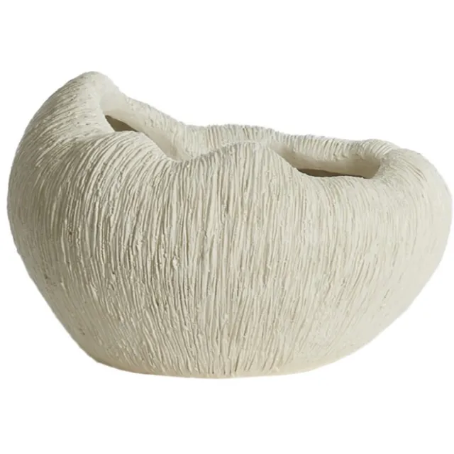 Light & Living Vaas Denisa - Crème - 34x28x21cm - Kunststof - Modern - Bloemenvaas - Woondecoratie - Decoratieve vaas voor woonkamer of slaapkamer Wit