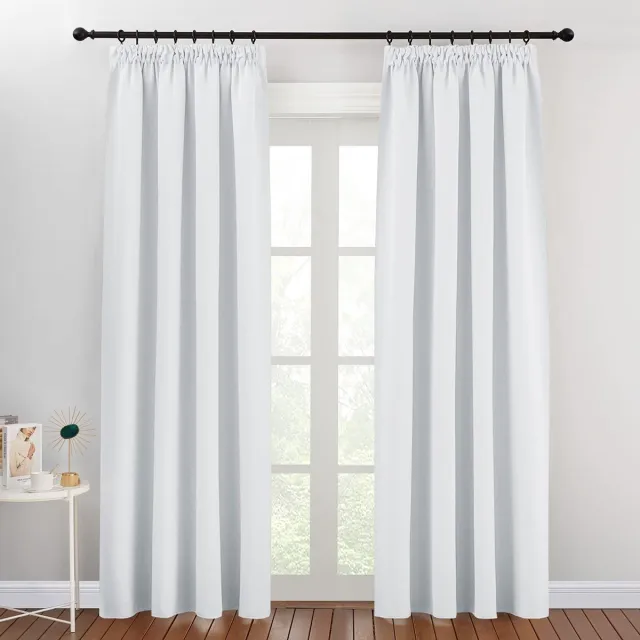 Ibenzoa Grijswit Thermogordijn Set van 2 met Plooiband, H 200 x B 140 cm – Verduistering voor Railrails