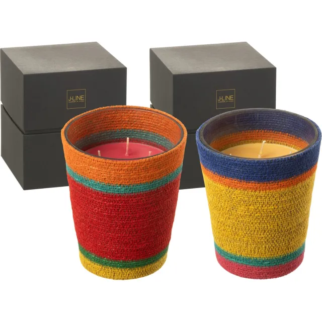 J-Line geurkaars Mand - Woody Aurora - mix - large - 2 stuks - 75U Multi