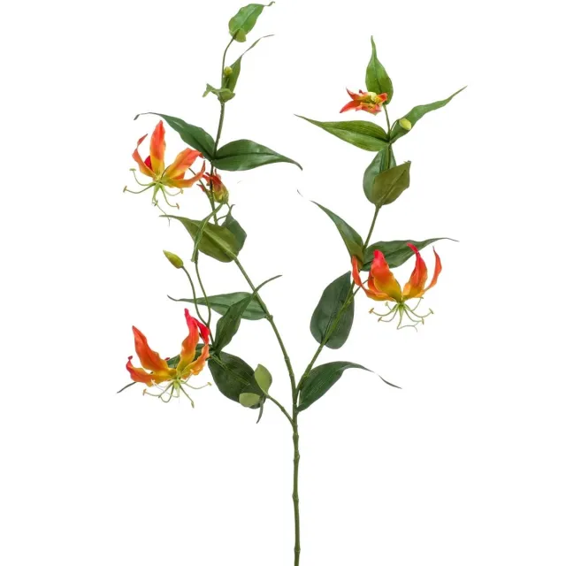 Natuurlijk Bloemen Kunstbloemen - Zijde Bloemen - Nep bloemen Luxe Bloemen - Gloriosa 120 cm - Natuurlijk Bloemen Oranje Gloriosa