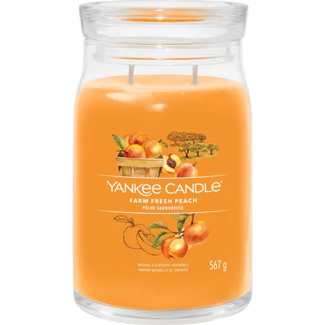Yankee Candle Farm Fresh Peach Large Jar Geurkaars - 90 branduren - twee lonten Oranje