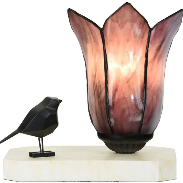 Coloured by Art Tiffany tafellamp / sculptuur Ballade van een Vogel Gentian Purple - Art Deco Trade Paars