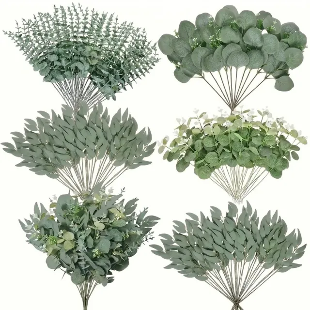 NUVEX Groene kunsttakken eucalyptus kunstbloemen set van 20 stuks decoratie bladeren boeket voor interieur vaas tafel bruiloft DIY Groente