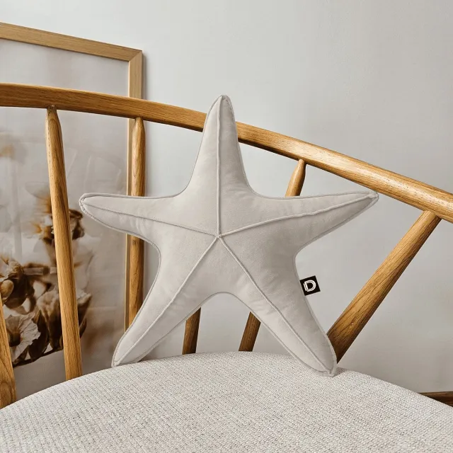 Decordruk VELVET Serie - Sierkussen - Stervorm - Beige - 43cm
