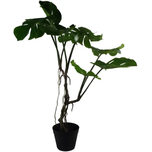 Unyqoos Realistische kunstplant met gedraaid ontwerp en grote Monstera bladeren, groente, 60 cm