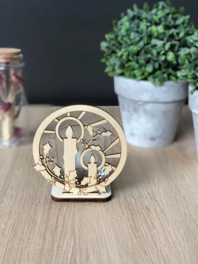 èSKa Meubelen Waxinehouder Kaarsen - Waxinelicht - Cadeau - Hout - Kerst