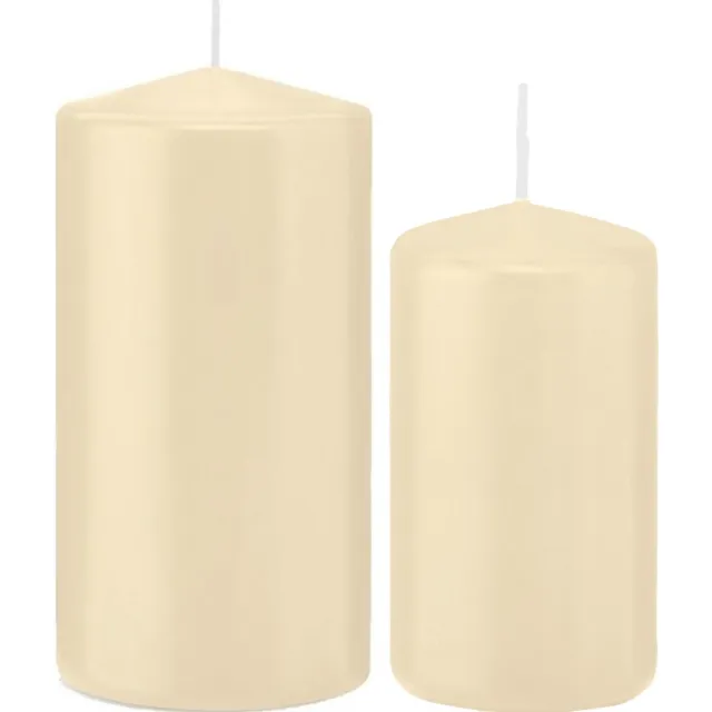 Trend Candles Stompkaarsen set 4x stuks creme wit 12 en 15 cm
