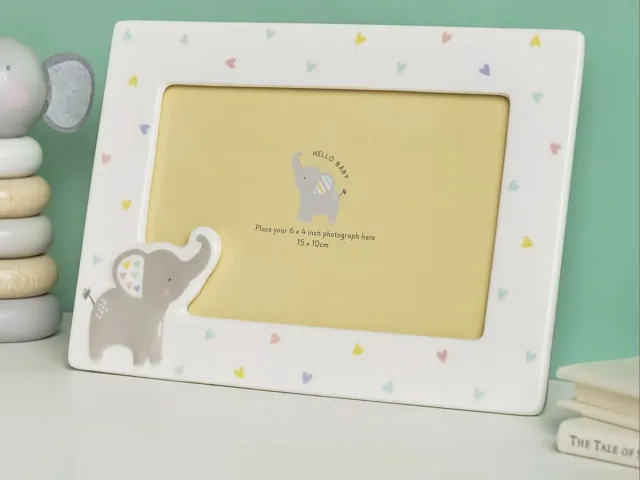 Hello Baby Fotolijst baby keramiek olifantje van Hello baby Creme