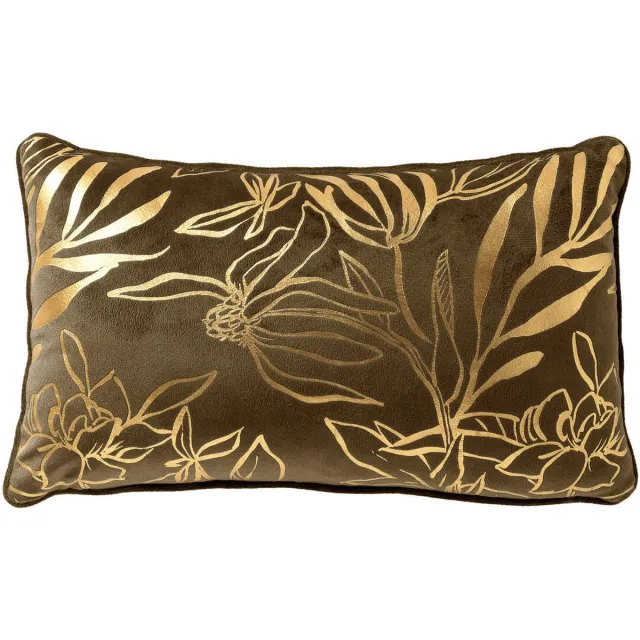 Dutch Decor LONNE - kussenhoes 30x50 cm - bladmotief - Military Olive - groen - met rits - zonder binnenkussen Olijfgroen