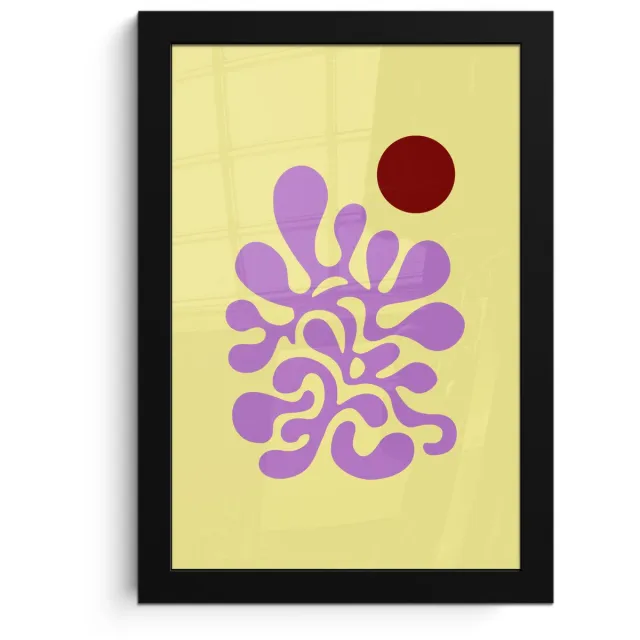FrameYourWall Poster in lijst - Fotolijst 20x30 cm - Posters - Koraal - Cirkel - Abstract - Geel - Posterlijst zwart - Decoratie - Wanddecoratie woonkamer - Muurdecoratie slaapkamer