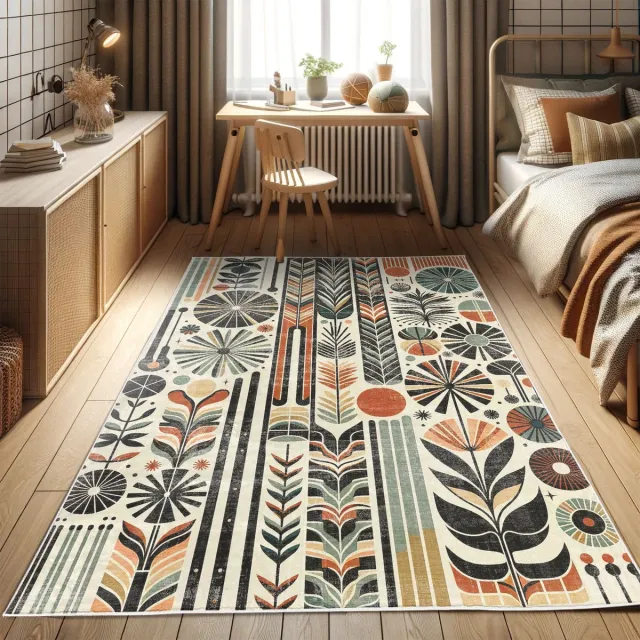 ABAKUHAUS Vloerkleed - Woonkamer Tapijt - boho – 69 x 114 cm – Hoogpolig – donkeroranje Donkeroranje Reseda