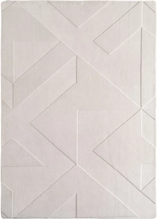 Muratap Japandi Vloerkleed - Hoogpolig - Scandinavisch Abstract Design - 3D-Effect - Creme- 200x290 CM