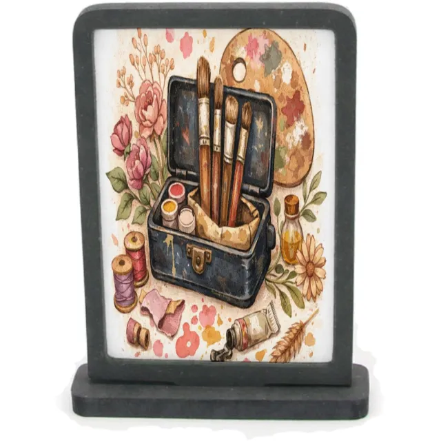 Mr Cadeautjes Houten fotolijst rechthoek met MDF inleg - design Romantische hobbyprint met een centraal retro-object en loss | cadeau Wit