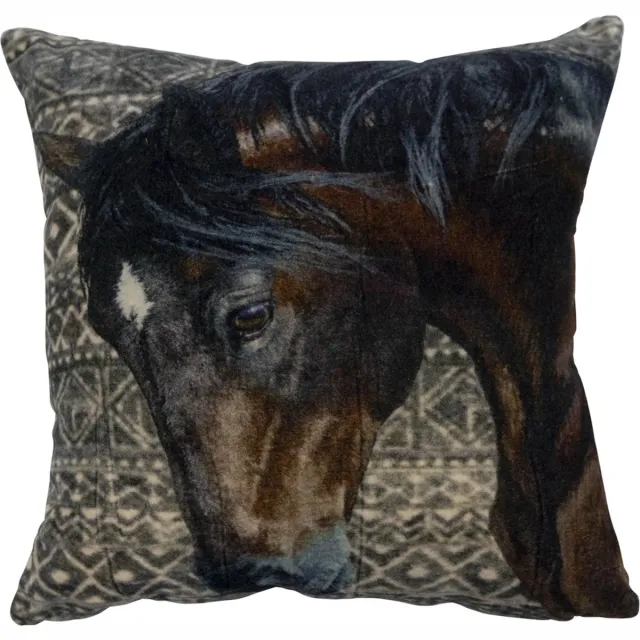 Mars & More kussen fluweel dessin met paard 45x45cm Multi