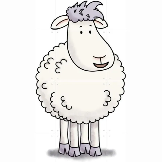 IXXI Schaap Mike, Mike & Molly & Van Hoorne Studios - 60 x 80 cm - Grote wanddecoratie en posters - Illustraties, Fantasierijk, Speels, Cartoonesk Wit