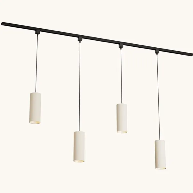 LUSENZ Railverlichting Pakket - Recht - 2x 1 m rail - 4 hanglampen - Incl. 2700K GU10 - IP20 - Modulair - 230V - Belano(L) - Beige Zwart / Beige