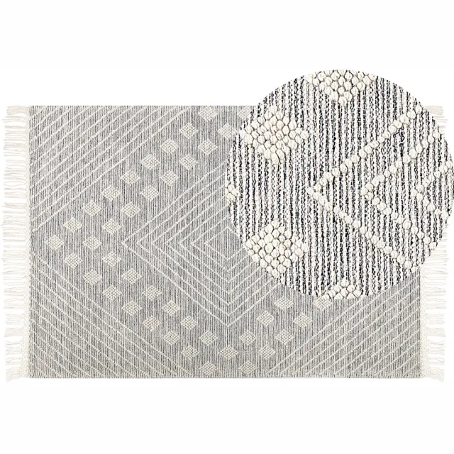 Beliani SAVUR - Vintage vloerkleed - Wit - 160 x 230 cm - Wol