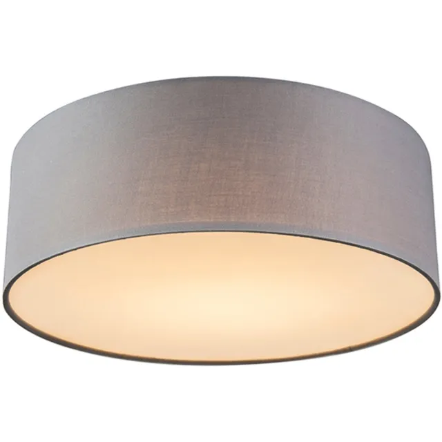 QAZQA drum led - Moderne LED Plafondlamp - 1 lichts - Ø 300 mm - Grijs - Woonkamer | Slaapkamer | Keuken Grijs LED