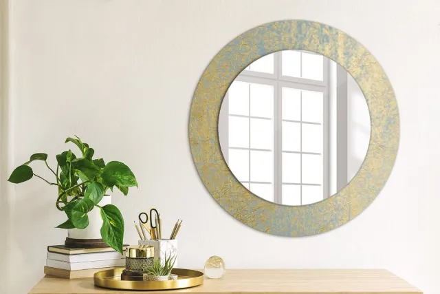 Coloray Bedrukte Spiegel - Loftpatroon Bedrukte Spiegel - 50 cm - Geel Bedrukte Spiegel - Bedrukte Spiegel - Spiegel Met Bedrukte Lijst - Spiegel Met Decoratie Geel Loftpatroon