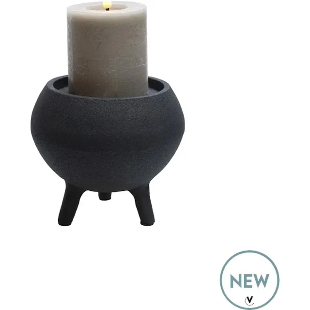 Vase The World Kandelaar Luro | Small | rough black - mat zwart | Ø12 x H14 cm