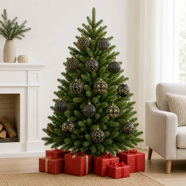 vidaXL Kerstbalset XL 18 st Zwart en Goud Dia. 8 cm Polystyreen