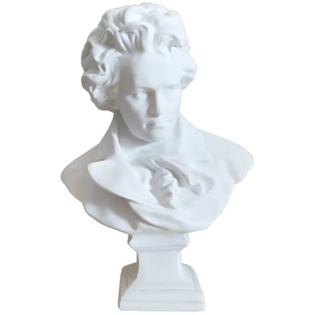 Unyqoos Gedetailleerde sculptuur van Beethoven voor elegante inrichting en decoratie Wit