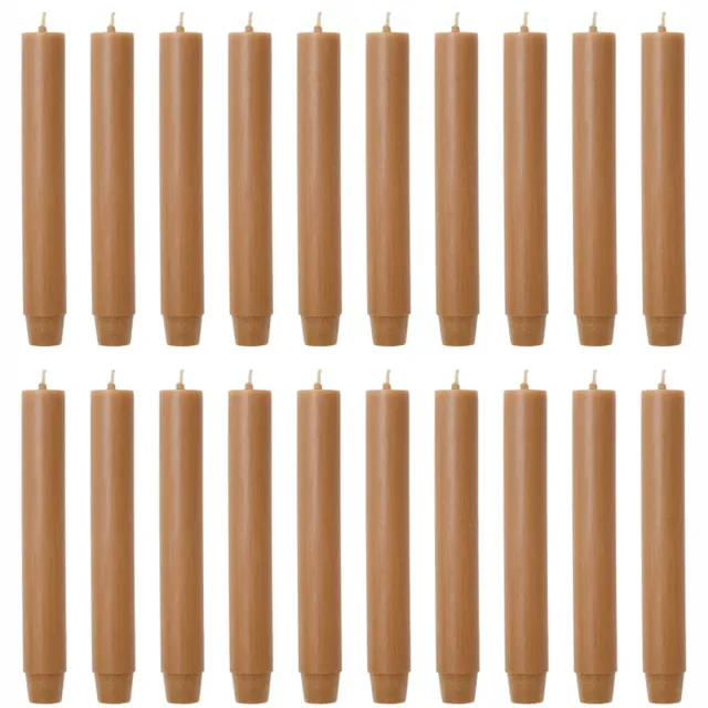 Rustik Lys chique mooie dinerkaarsen pak van 20 stuks 2.6 x 18 cm in de kleur Tabak