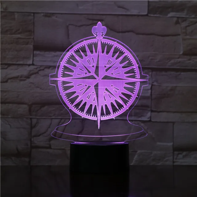 MC Living 3D Led Lamp Met Gravering - RGB 7 Kleuren - Kompas