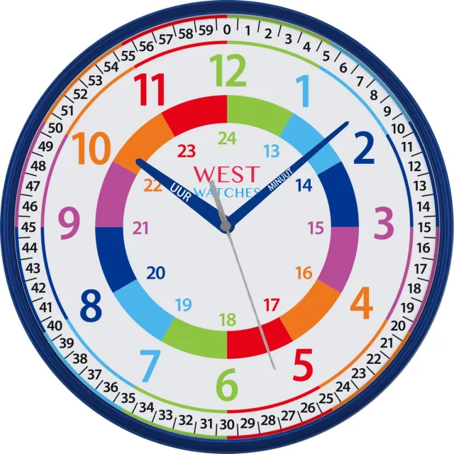 West Watches West Watch Ik leer klok kijken Wandklok Nederlands 30 mm kleur blauw