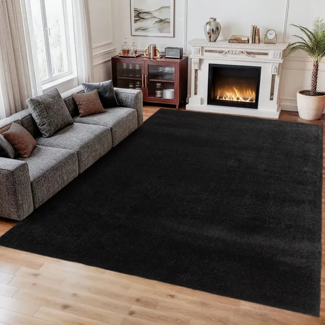Muratap Comfy Soft - Effen Vloerkleed Wasbaar Uni Zwart- 200x290 CM