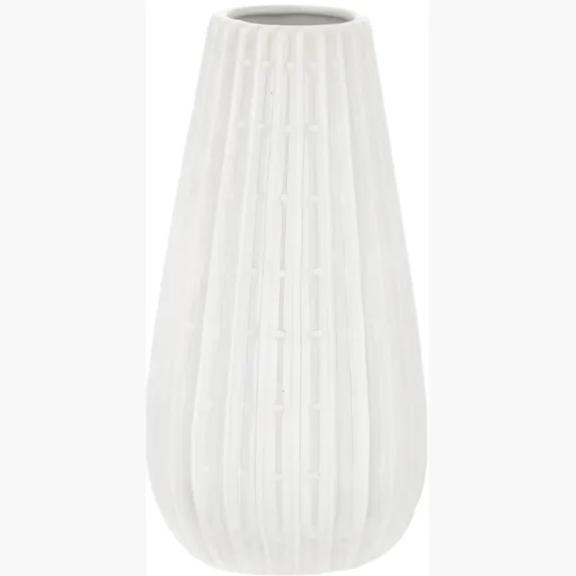 Cepewa Bloemenvaas Elisa - wit - H24 x D12 cm - keramiek - kegelvorm - vaas