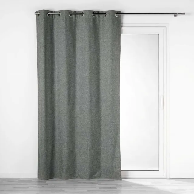 Douceur d intérieur Douceur d'intérieur - Verduisteringsgordijn CHAMBRAY, met ringen, 140 x 260 cm Antraciet