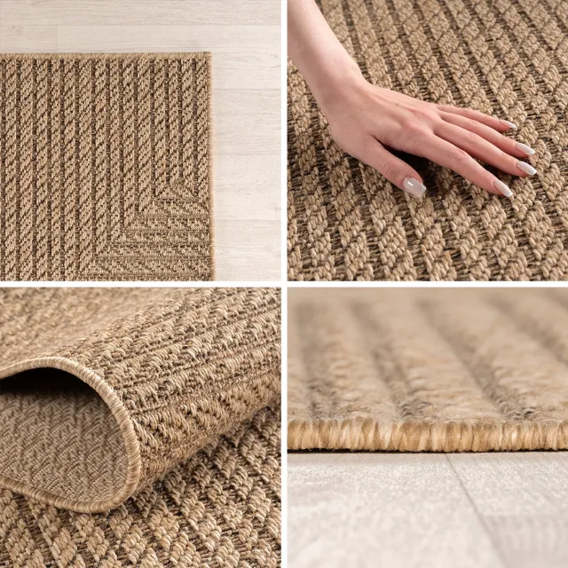 Ayyildiz Timber – Binnen- en buitenkleed – Beige – Jute-look – rond
