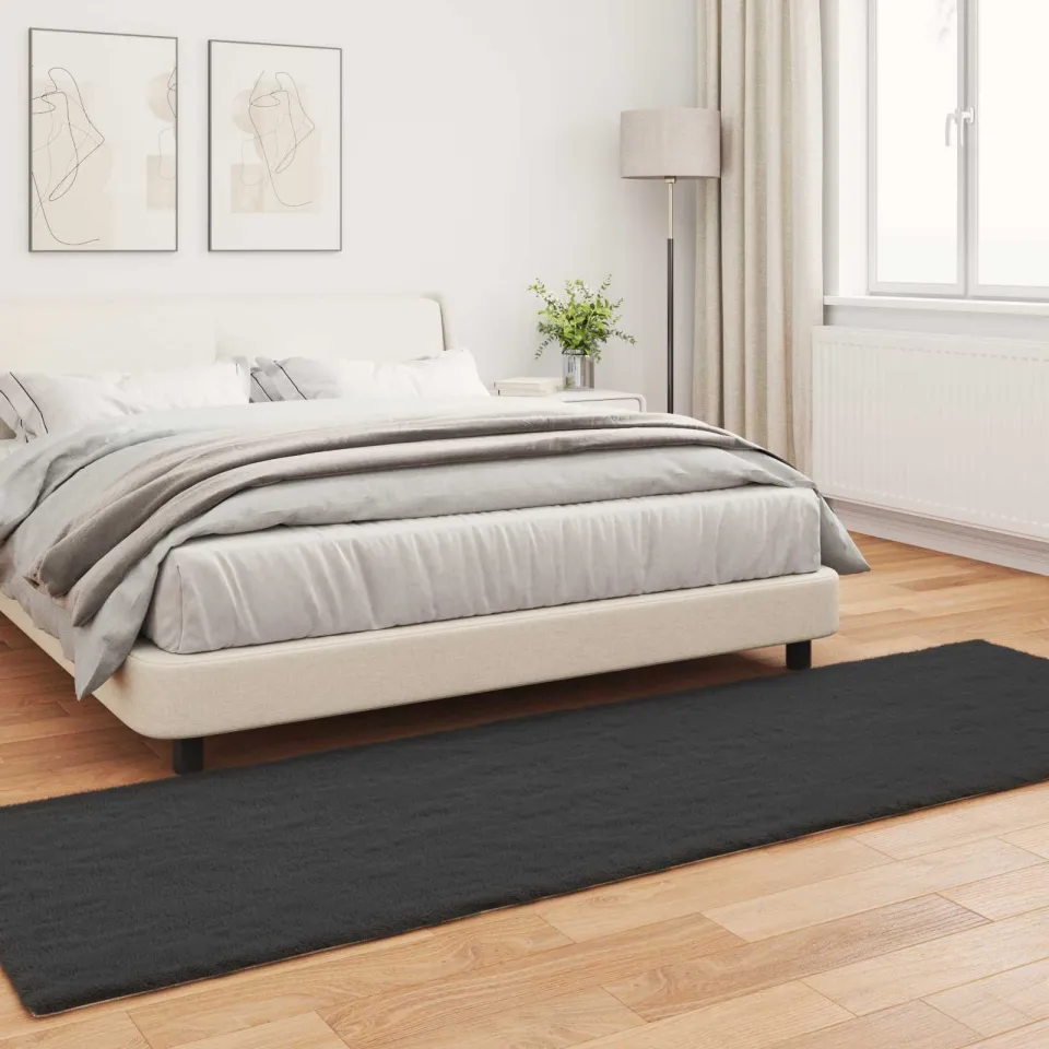 vidaXL Antislip vloerkleed van imitatie konijnenbont OLITE Zwart, foto 4