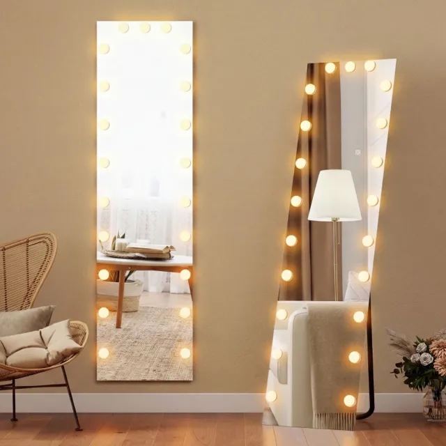 DESMIU Staande Spiegel – RGB Verlichting Met 21 Lampen – 150 x 40 cm – Glas – Transparant – Aanraakbediening Met Geheugenfunctie Transparent