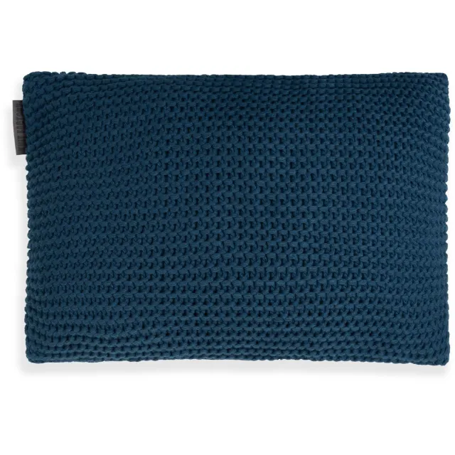 Knit Factory Vinz Sierkussen - Rechthoekig kussen - Kussen woonkamer - Bank kussen - Decoratie kussen - Petrol - 60x40 cm - Kussenhoes inclusief kussenvulling