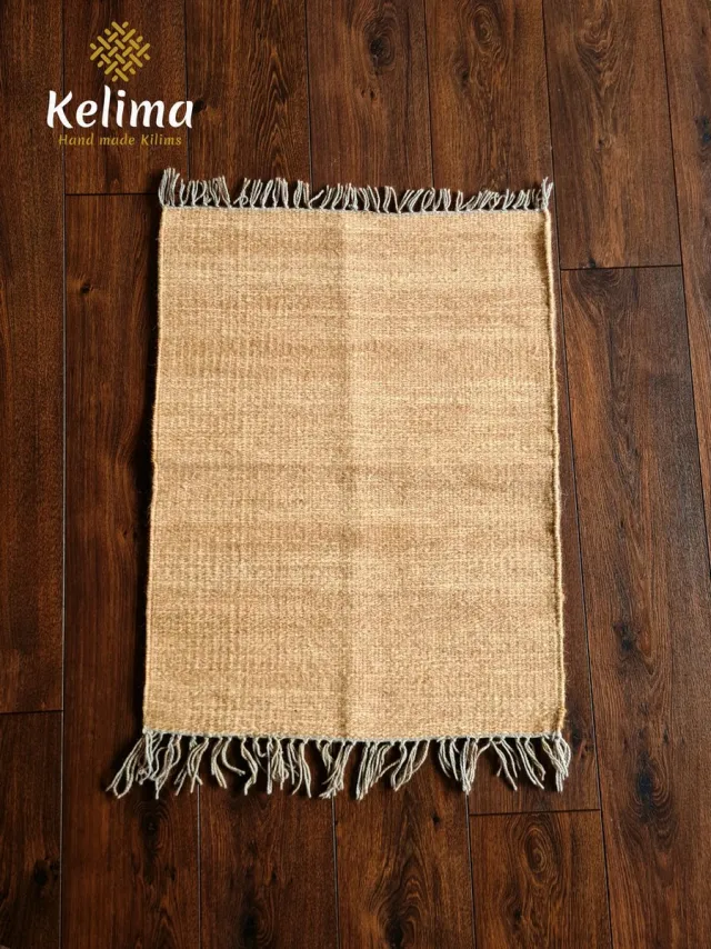 Kelima Handgemaakt Kelim Vloerkleed – Wol – 60 x 80 cm – Naturel beige