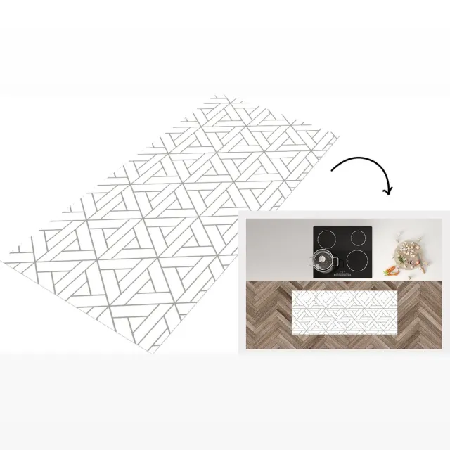 KitchenYeah Keukenloper - Loper keuken - Design - Lijn - Patroon - Zwart - Wit - Keukenloper vinyl Multicolor